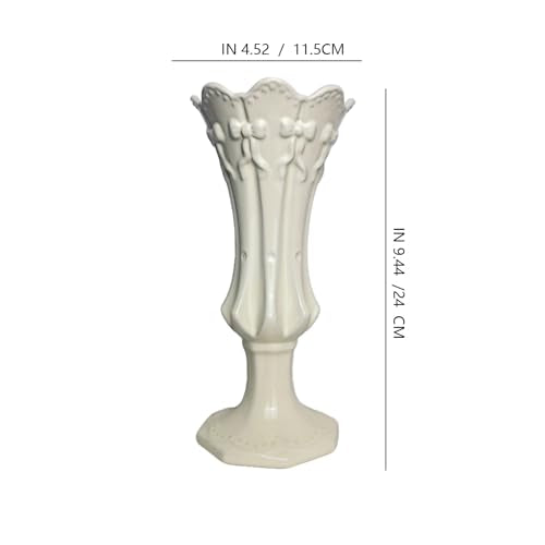 Pink Bowknot Hand-Embossed Ceramic Vase – Floral Porcelain Decor for Home or Wedding