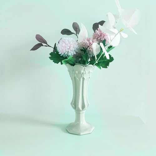 Pink Bowknot Hand-Embossed Ceramic Vase – Floral Porcelain Decor for Home or Wedding
